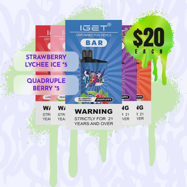 IGET Bar 10 Pack Set Flavours